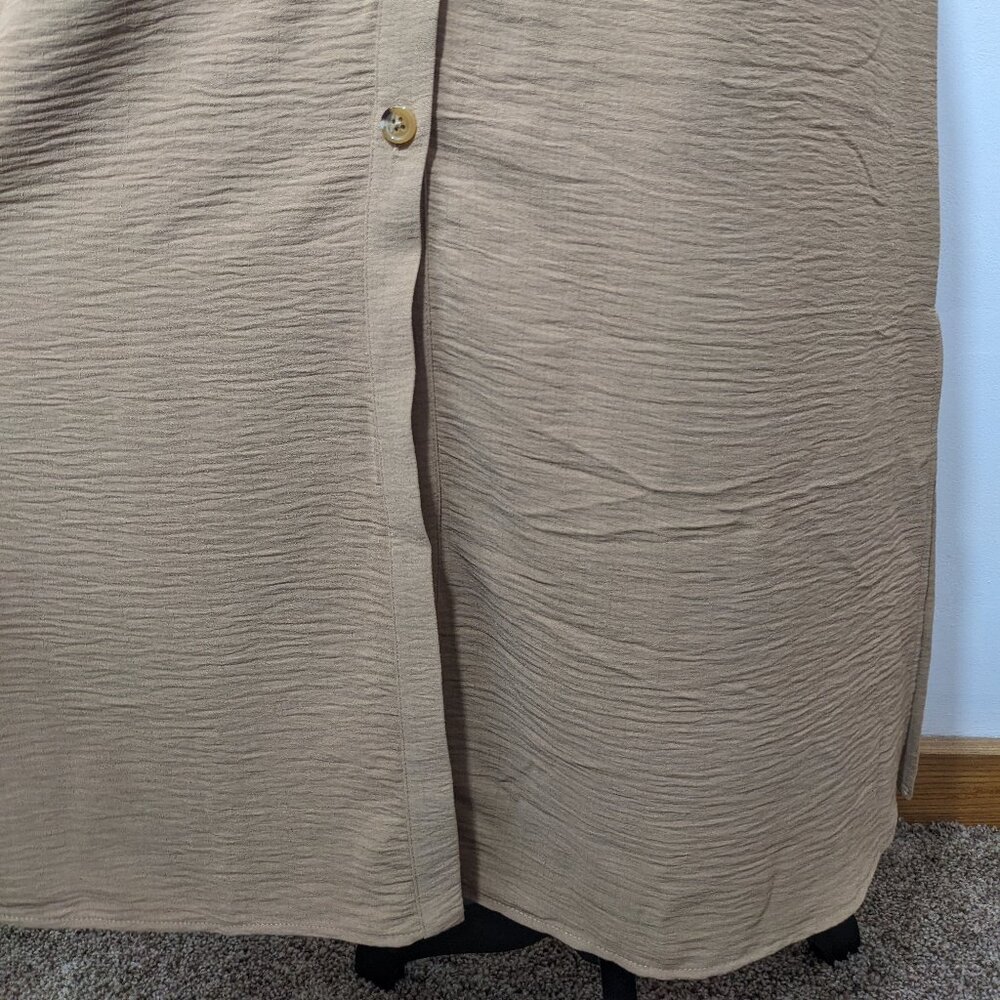 NWT Grace Karin Beige Sleeveless Summer Textured Midi Dress Belted Buttons XL - Picture 4 of 13